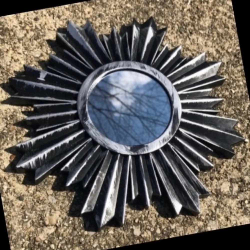 🌸3/$25 🆕 Sunburst Mirror Accent Wall Decor Art, Silver & Black Small Mirror